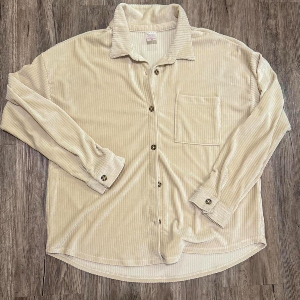 No Boundaries Beige Corduroy Shirt